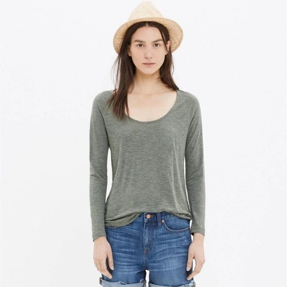 Madewell Anthem Scoop Neck Top Green Size Large - Picture 2 of 8